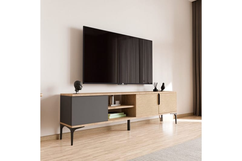 TV-bord Kunar Antrasitt / Eik - Antrasitt / Eik - Møbler - TV- & Mediamøbler - TV benk & mediabenk