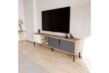 TV-bord Kunar Hvit / Antrasitt / Eik - Hvit / Antrasitt / Eik - Møbler - TV- & Mediamøbler - TV benk & mediabenk