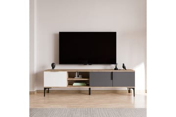 TV-bord Kunar Hvit / Antrasitt / Eik - Hvit / Antrasitt / Eik - Møbler - TV- & Mediamøbler - TV benk & mediabenk