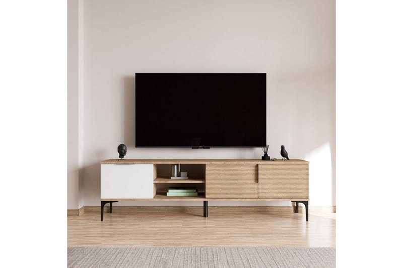 TV-bord Kunar Hvit / Eik - Hvit / Eik - Møbler - TV- & Mediamøbler - TV benk & mediabenk