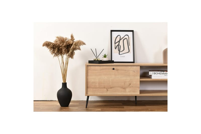 TV-bord Mjudi Heba Eik - Lysfarget tre - Møbler - TV- & Mediamøbler - TV benk & mediabenk