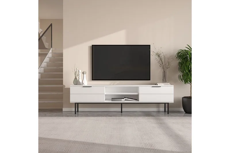 TV-bord Ranjit Hvit - Hvit - Møbler - TV- & Mediamøbler - TV benk & mediabenk