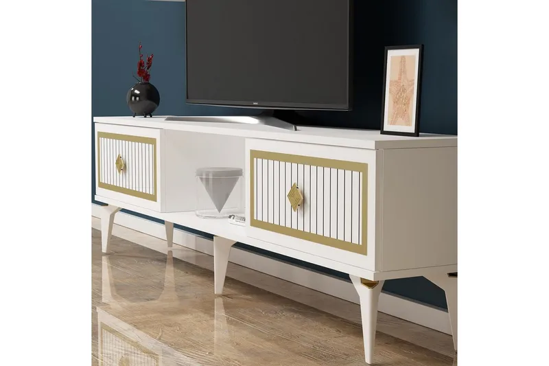 TV-bord Sivaji Hvit / Gull - Hvit / Gull - Møbler - TV- & Mediamøbler - TV benk & mediabenk