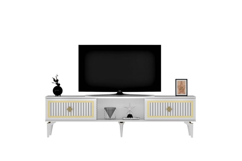 TV-bord Sivaji Hvit / Gull - Hvit / Gull - Møbler - TV- & Mediamøbler - TV benk & mediabenk