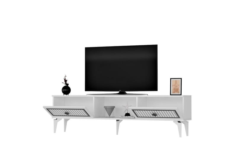 TV-bord Sivaji Hvit / Sølv - Hvit / Sølv - Møbler - TV- & Mediamøbler - TV benk & mediabenk