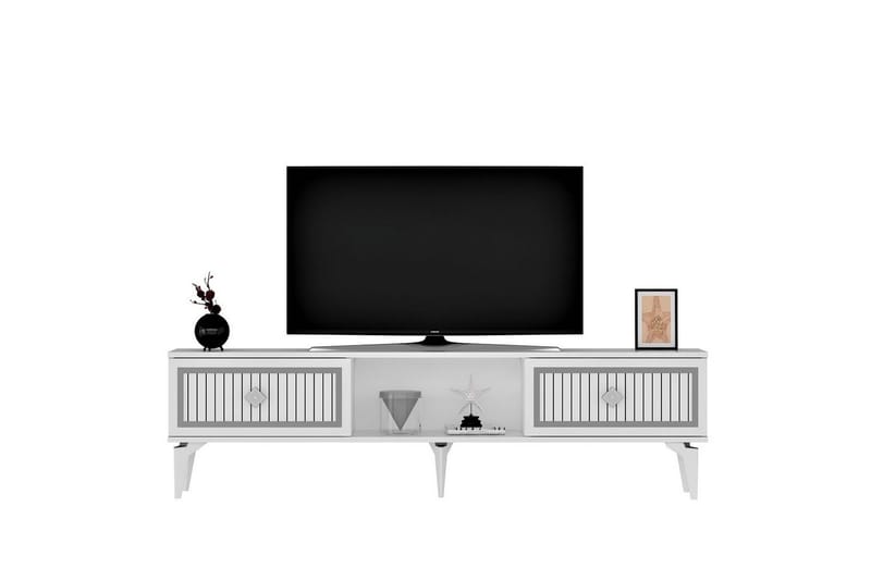 TV-bord Sivaji Hvit / Sølv - Hvit / Sølv - Møbler - TV- & Mediamøbler - TV benk & mediabenk