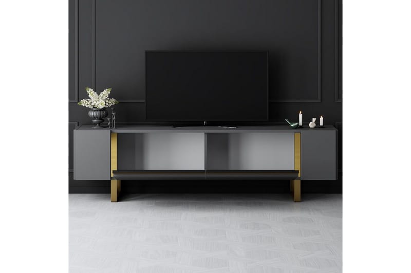 TV-bord Sozi Antrasitt / Gull - Antrasitt / Gull - Møbler - TV- & Mediamøbler - TV benk & mediabenk