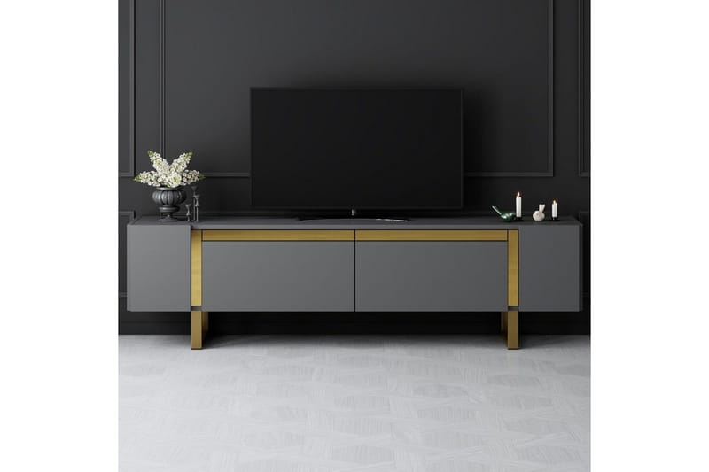 TV-bord Sozi Antrasitt / Gull - Antrasitt / Gull - Møbler - TV- & Mediamøbler - TV benk & mediabenk