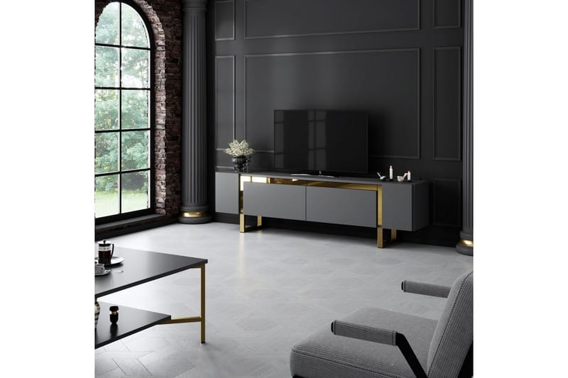 TV-bord Sozi Antrasitt / Gull - Antrasitt / Gull - Møbler - TV- & Mediamøbler - TV benk & mediabenk