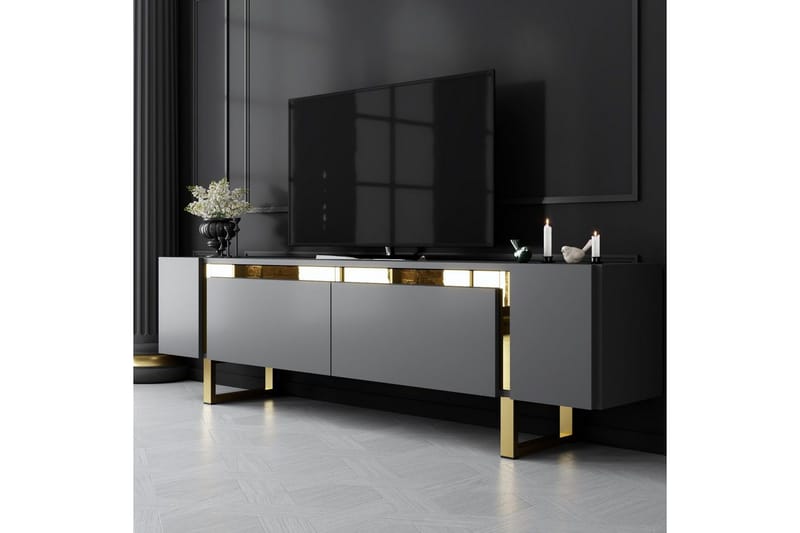 TV-bord Sozi Antrasitt / Gull - Antrasitt / Gull - Møbler - TV- & Mediamøbler - TV benk & mediabenk