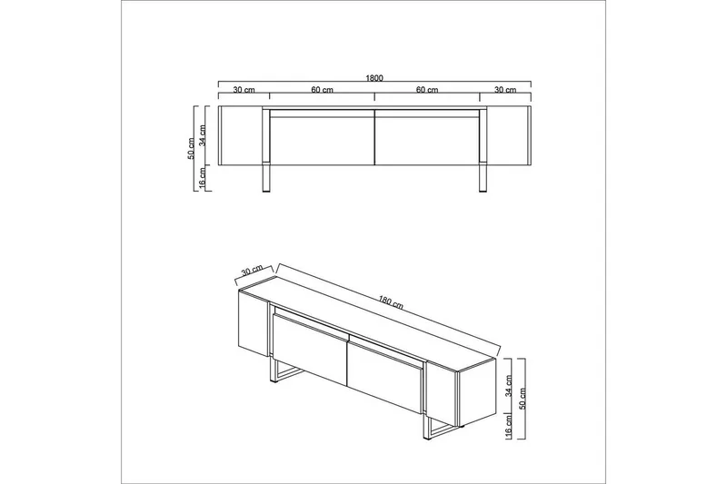 TV-bord Sozi Hvit / Sølv - Hvit / Sølv - Møbler - TV- & Mediamøbler - TV benk & mediabenk