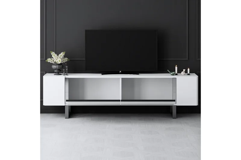 TV-bord Sozi Hvit / Sølv - Hvit / Sølv - Møbler - TV- & Mediamøbler - TV benk & mediabenk