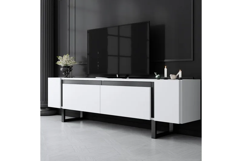 TV-bord Sozi Hvit / Svart - Hvit / Svart - Møbler - TV- & Mediamøbler - TV benk & mediabenk