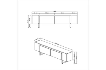 TV-bord Sozi Hvit / Svart - Hvit / Svart - Møbler - TV- & Mediamøbler - TV benk & mediabenk