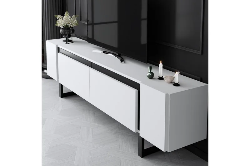 TV-bord Sozi Hvit / Svart - Hvit / Svart - Møbler - TV- & Mediamøbler - TV benk & mediabenk