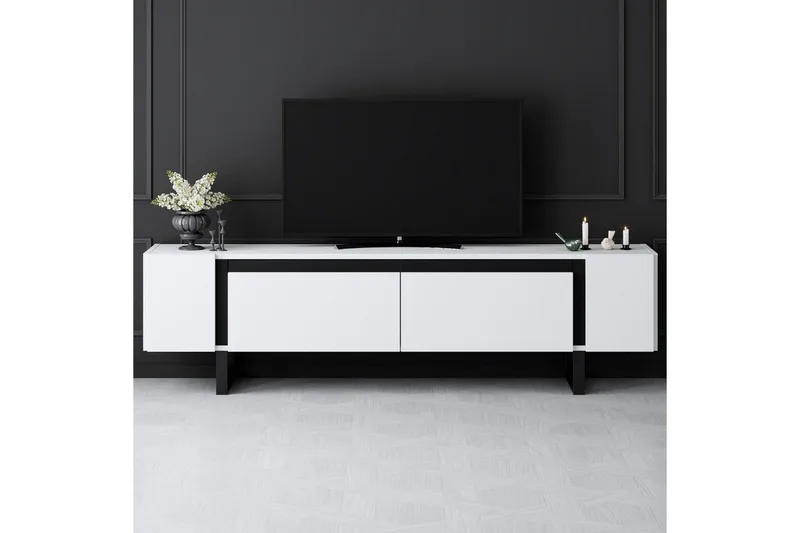 TV-bord Sozi Hvit / Svart - Hvit / Svart - Møbler - TV- & Mediamøbler - TV benk & mediabenk