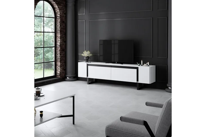 TV-bord Sozi Hvit / Svart - Hvit / Svart - Møbler - TV- & Mediamøbler - TV benk & mediabenk