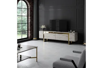 TV-bord Sozi Travertin / Gull - Travertin / Gull - Møbler - TV- & Mediamøbler - TV benk & mediabenk