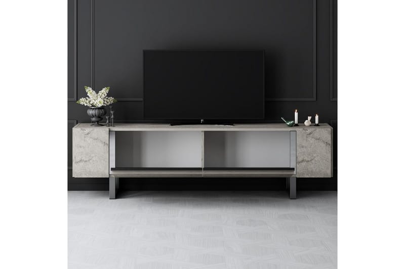 TV-bord Sozi Travertin / Sølv - Travertin / Sølv - Møbler - TV- & Mediamøbler - TV benk & mediabenk