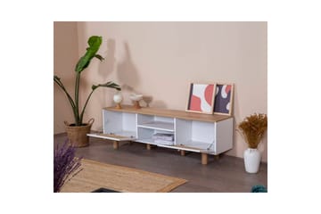 TV-bord Terra Hvit / Eik - Mellomfarget tre/Hvit - Møbler - TV- & Mediamøbler - TV benk & mediabenk