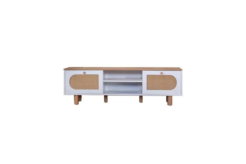 TV-bord Terra Hvit / Eik - Mellomfarget tre/Hvit - Møbler - TV- & Mediamøbler - TV benk & mediabenk