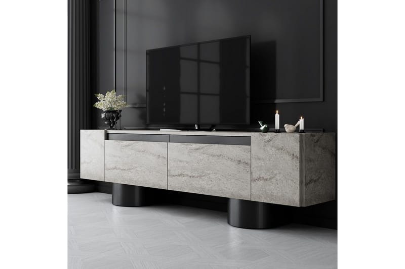 TV-bord Travertin / Svart - Travertin / Svart - Møbler - TV- & Mediamøbler - TV benk & mediabenk