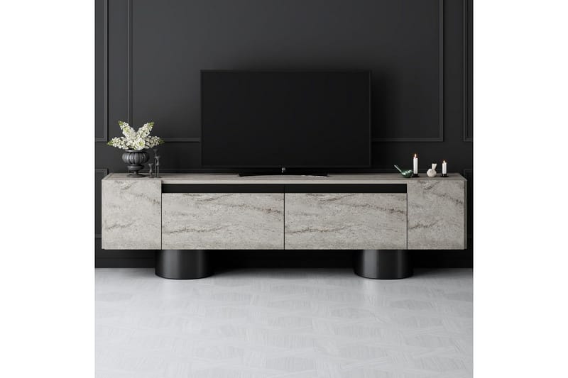 TV-bord Travertin / Svart - Travertin / Svart - Møbler - TV- & Mediamøbler - TV benk & mediabenk