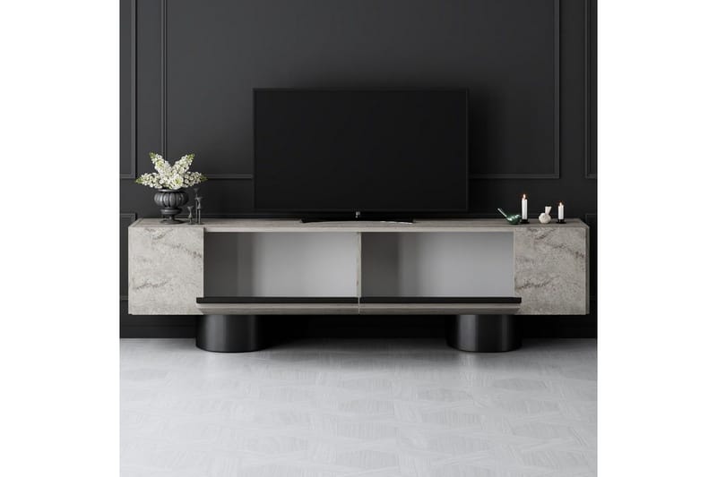TV-bord Travertin / Svart - Travertin / Svart - Møbler - TV- & Mediamøbler - TV benk & mediabenk