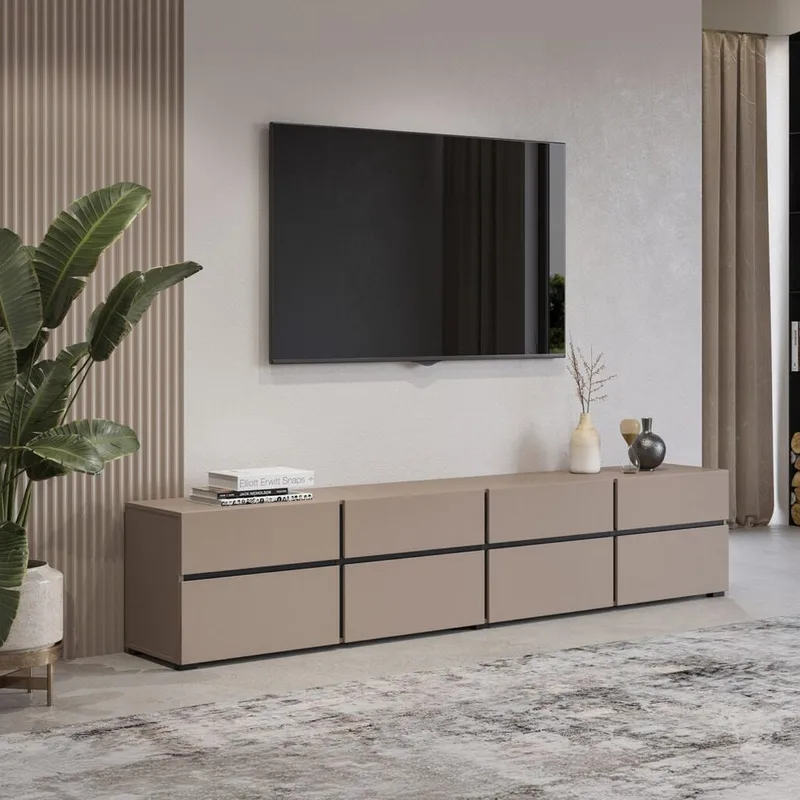 TV-enhet Cross 4 dører med 4 skuffer - Congo - Svart - Møbler - TV- & Mediamøbler - TV benk & mediabenk