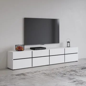 TV-enhet Cross 4 dører med 4 skuffer - Hvit - Svart - Møbler - TV- & Mediamøbler - TV benk & mediabenk