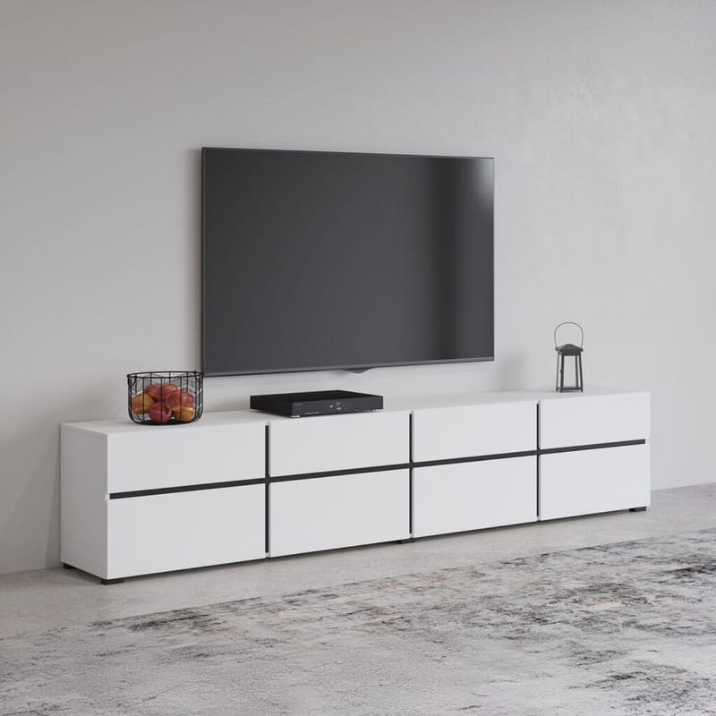 TV-enhet Cross 4 dører med 4 skuffer - Hvit - Svart - Møbler - TV- & Mediamøbler - TV benk & mediabenk