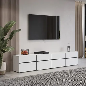 TV-enhet Cross 4 dører med 4 skuffer - Hvit - Svart - Møbler - TV- & Mediamøbler - TV benk & mediabenk