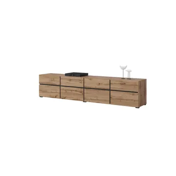 TV-enhet Cross 4 dører med 4 skuffer - Wotan eik - Svart - Møbler - TV- & Mediamøbler - TV benk & mediabenk