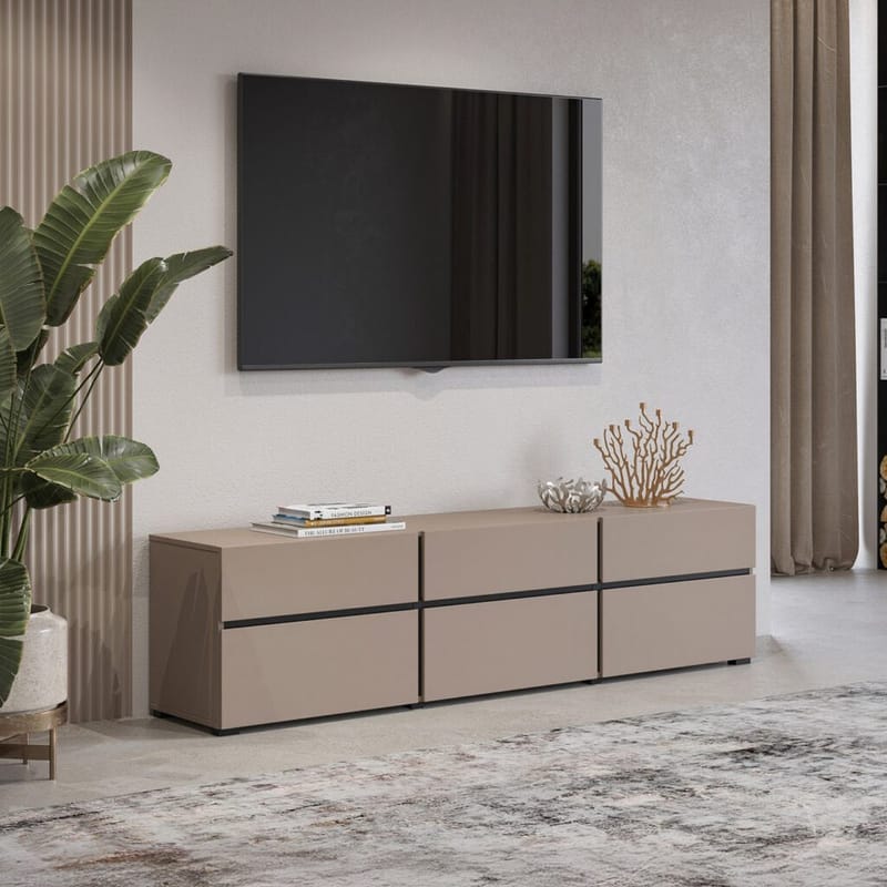 TV-enhet Kors 3 klaffer med 3 skuffer - Congo - Svart - Møbler - TV- & Mediamøbler - TV benk & mediabenk