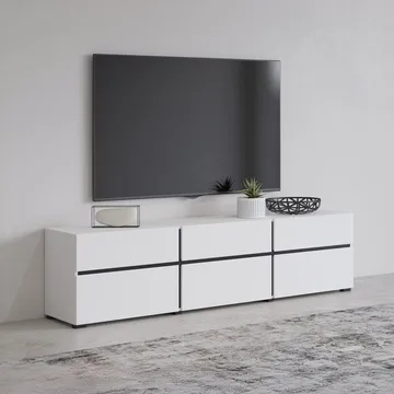 TV-enhet Kors 3 klaffer med 3 skuffer - Hvit - Svart - Møbler - TV- & Mediamøbler - TV benk & mediabenk