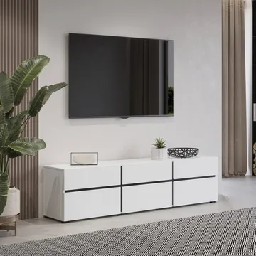 TV-enhet Kors 3 klaffer med 3 skuffer - Hvit - Svart - Møbler - TV- & Mediamøbler - TV benk & mediabenk