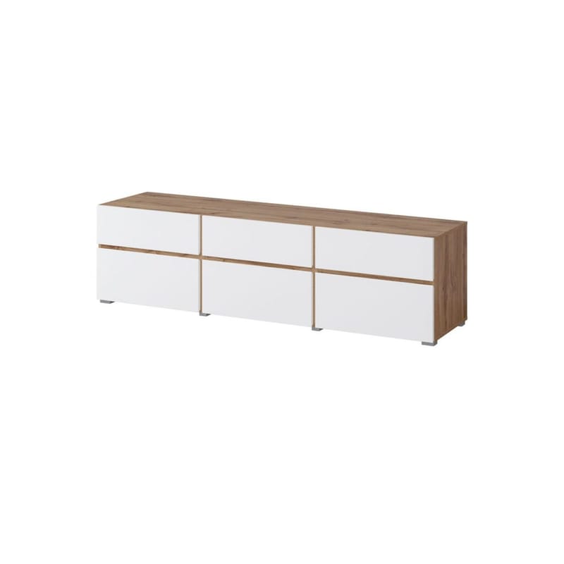 TV-enhet Kors 3 klaffer med 3 skuffer, Hvit