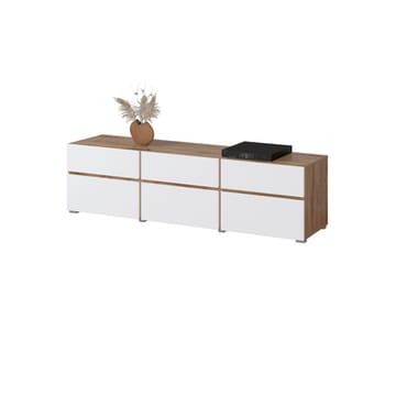 TV-enhet Kors 3 klaffer med 3 skuffer - Hvit - Møbler - TV- & Mediamøbler - TV benk & mediabenk