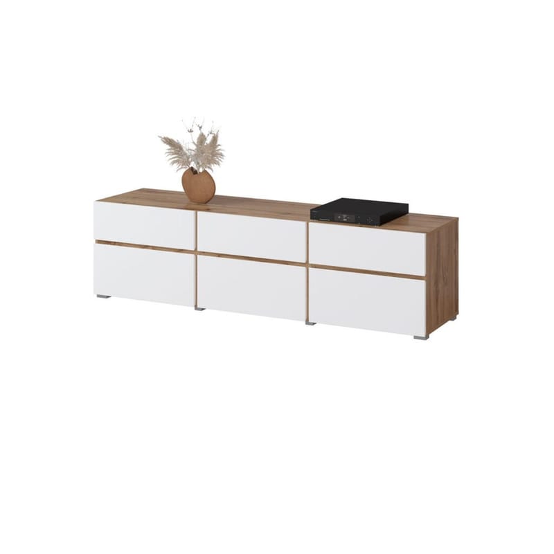 TV-enhet Kors 3 klaffer med 3 skuffer - Hvit - Møbler - TV- & Mediamøbler - TV benk & mediabenk