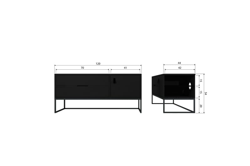 TV-enhet Silas - Blacknight, Ask, 120 cm - Møbler - TV- & Mediamøbler - TV benk & mediabenk