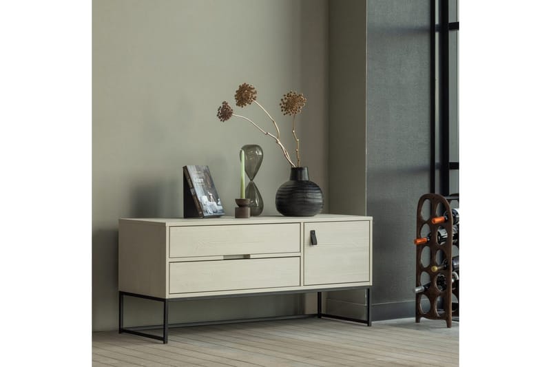 TV-enhet Silas - Støv, Børstet furu, 120 cm - Møbler - TV- & Mediamøbler - TV benk & mediabenk