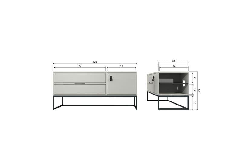 TV-enhet Silas - Støv, Børstet furu, 120 cm - Møbler - TV- & Mediamøbler - TV benk & mediabenk