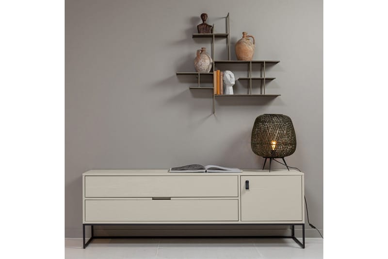 TV-enhet Silas - Støv, Børstet furu, 180 cm - Møbler - TV- & Mediamøbler - TV benk & mediabenk