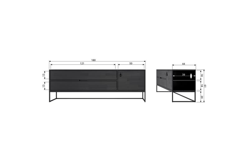 TV-enhet Silas - Støv, Børstet furu, 180 cm - Møbler - TV- & Mediamøbler - TV benk & mediabenk