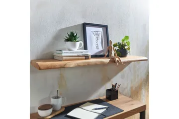 Tv-hylla Wohnling Vägghylla Wohnling träkant, massivt trä, flytande hylla, lantlig stil 100x26 cm - Oppbevaring - Hylle - Vegghylle