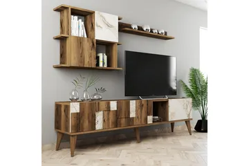 Alsacia Tv-møbelsett 180 cm - Hvit/Mørkebrun - Møbler - TV- & Mediamøbler - TV-møbelsett