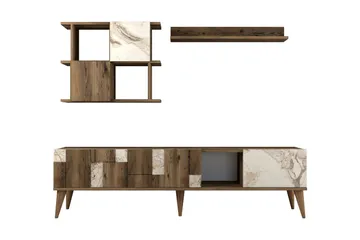 Alsacia Tv-møbelsett 180 cm - Hvit/Mørkebrun - Møbler - TV- & Mediamøbler - TV-møbelsett