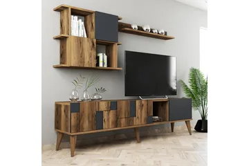 Alsacia Tv-møbelsett 180 cm - Mørkebrun/Antrasitt - Møbler - TV- & Mediamøbler - TV-møbelsett