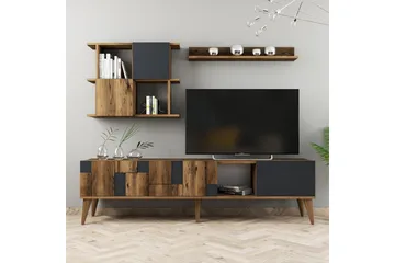 Alsacia Tv-møbelsett 180 cm - Mørkebrun/Antrasitt - Møbler - TV- & Mediamøbler - TV-møbelsett