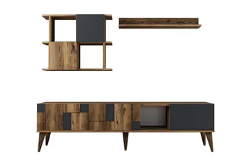 Alsacia Tv-møbelsett 180 cm - Mørkebrun/Antrasitt - Møbler - TV- & Mediamøbler - TV-møbelsett